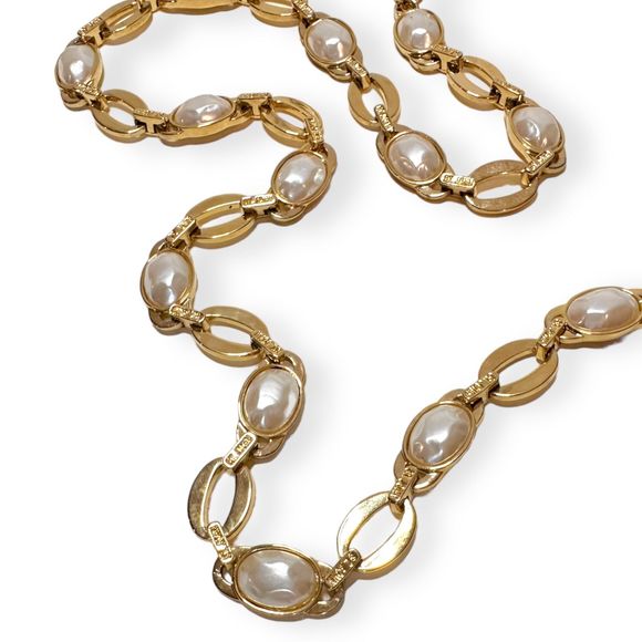 Vintage ST. JOHN Faux Pearl Inlay Gold Convertible Belt / Necklace main image 4